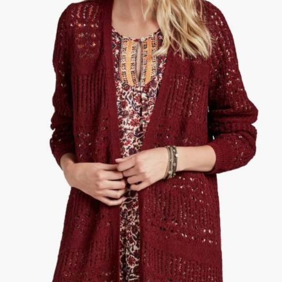 Lucky Brand Open Stitch Navy Blue Cardigan Size Medium - Picture 6 of 8